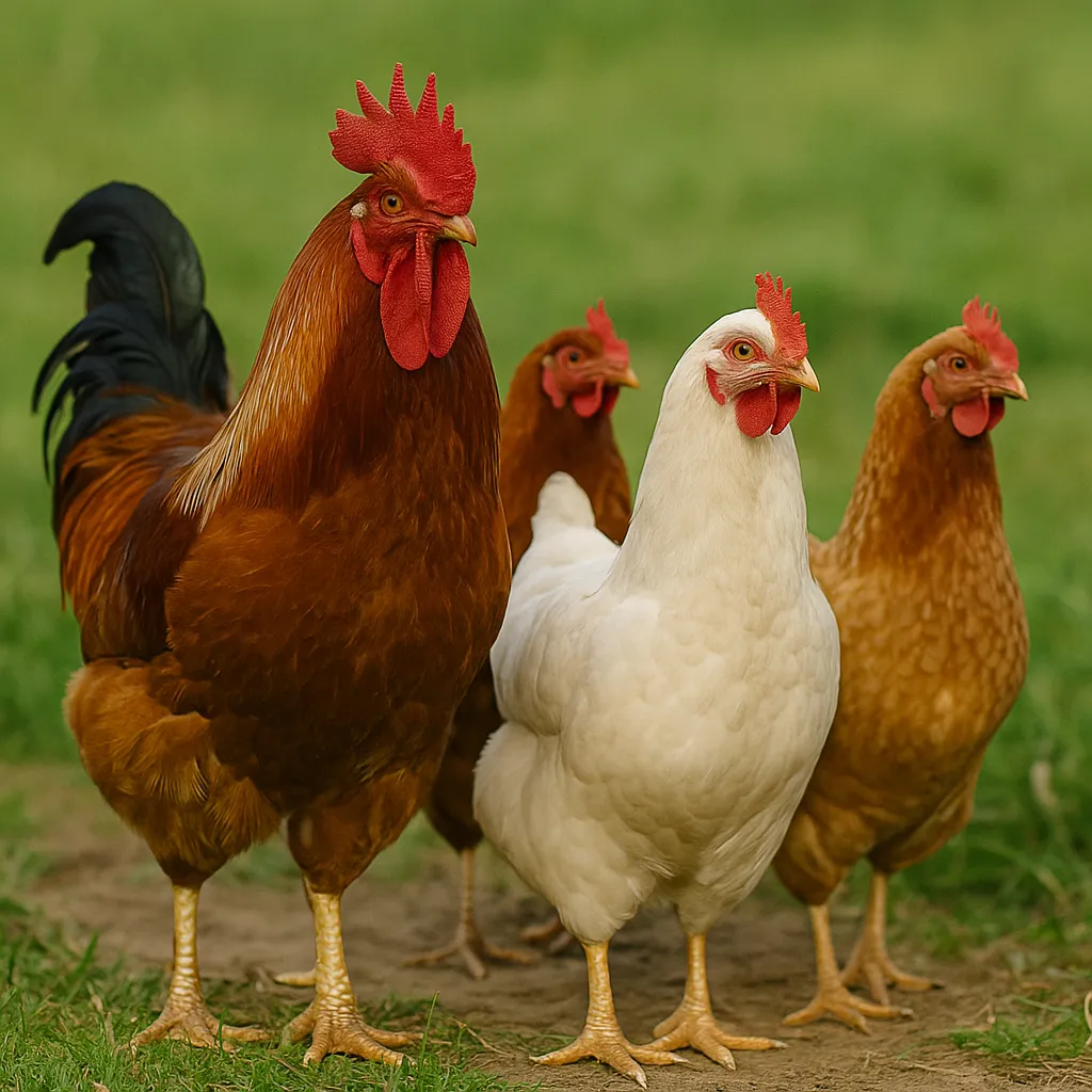 Kury i kogut w Hornicok